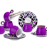 Purple Porcelain Turkish Coffee Cup & Saucer Set